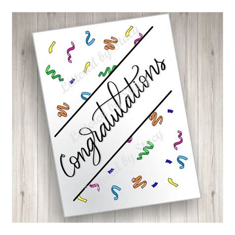 congratulations card printable congratulations  colorful etsy