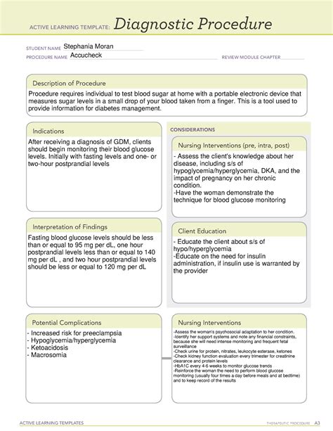 diagnostic procedure template accucheck active learning templates