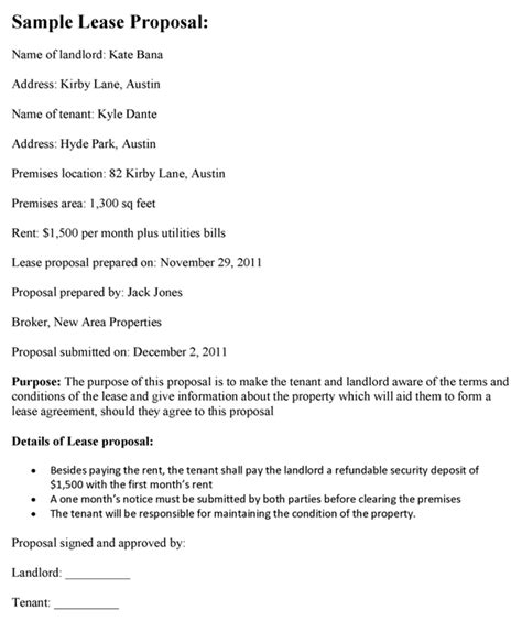 lease proposal template word