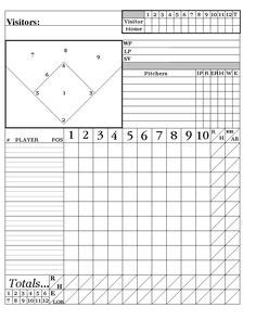 printable  baseball scorecard lineup count sheets baseball scores