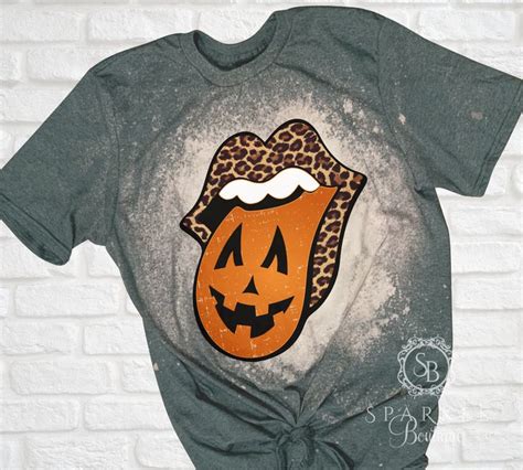 Lips Shirt Pumpkin Tee Bleached Shirt Halloween Shirt