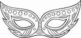 Mask Mardi Gras Coloring Outline Vector Pages Adults Printable Element Isolated Illustration Carnival Print Colori sketch template