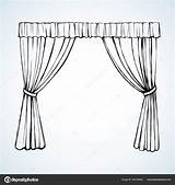 Drawing Curtain Vector Getdrawings Line sketch template