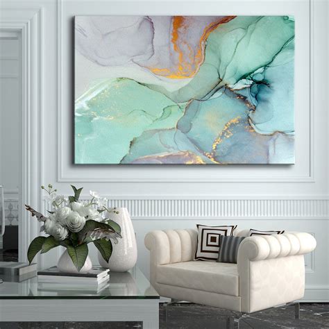 beautiful extra large framed canvas wall art abstract green gold