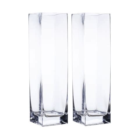 Clear Square Glass Vase Set Of 2 3 15x12inch