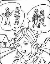Girl Dreaming Coloring Pages Education Webp Svg Pdf Wpclipart Formats sketch template