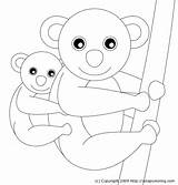 Koala Baby Mom Coloring sketch template