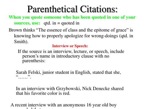parenthetical citation interview mla