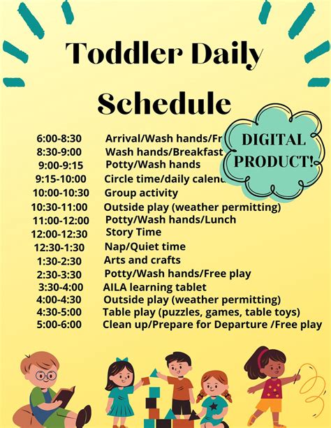 editable daycare daily toddler scheduleinstant etsy