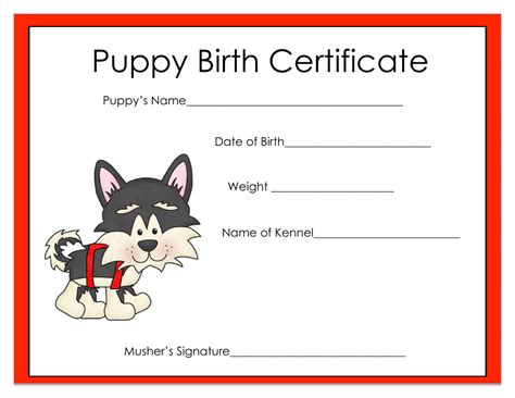 printable puppy birth certificate  printable word searches