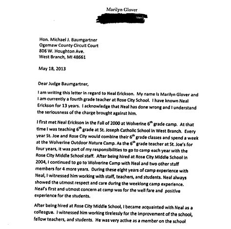 leniency letters  west branch rose city teachers teachers defend