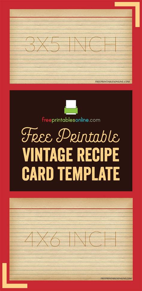 vintage recipe card template  printables  recipe cards
