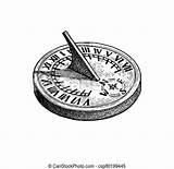 Sundial Isolated Engraving Clock sketch template