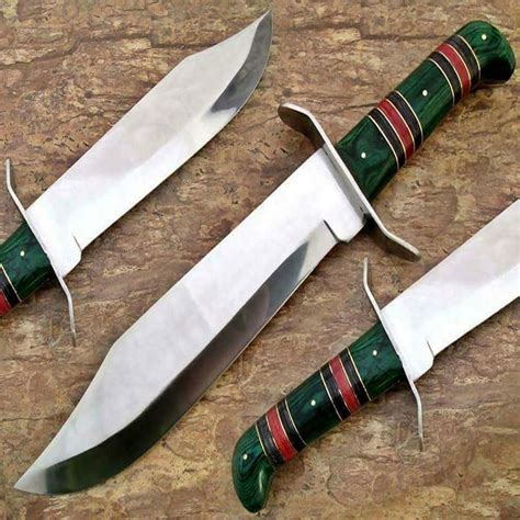 custom handmade stainless steel bowie knife blade red knives