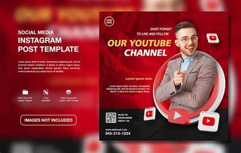 premium psd creative youtube channel promotion instagram post template