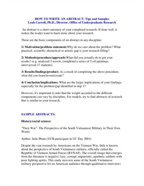 templates  writing abstracts abstract