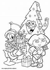 Dora Christmas Coloring Pages Getcolorings Color Printable Getdrawings sketch template