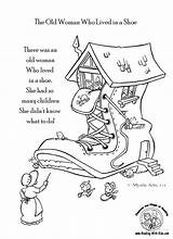 Old Nursery Rhymes Coloring Lady Kids Rhyme Shoe Pages Lived Woman Jack Color Who Jill Printable Preschool Reading Crafts Row sketch template