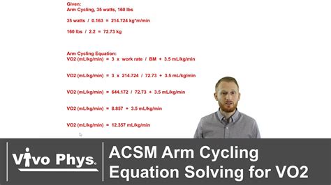 acsm arm cycling equation solving  oxygen consumption vo youtube