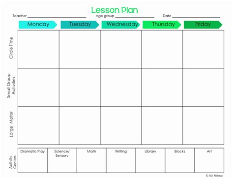 preschool weekly lesson plan template  ideas  blank