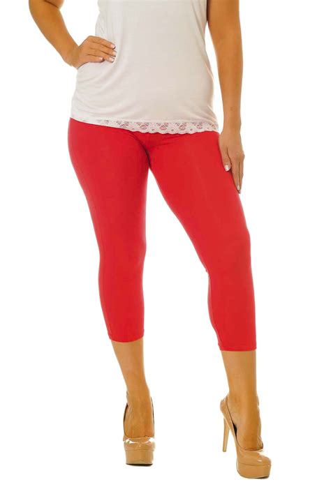 new womens plus size leggings ladies cropped trousers elasticated capri nouvelle ebay