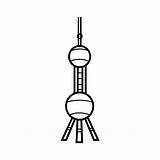 Tower Pearl Shanghai Icon sketch template