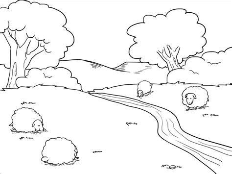 easy river  mountains coloring page  printable coloring pages