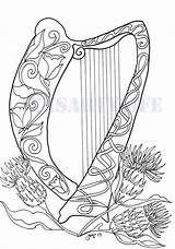 Harp Impresionante Arpa Harfe Malvorlagen Irish Colorier Vorlagen Zentangle Harpe Herzen Rassen Stickerei Pferde Enregistrée sketch template