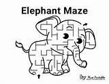 Maze Elephant Kids Mazes Printable Museprintables Easy Choose Board sketch template