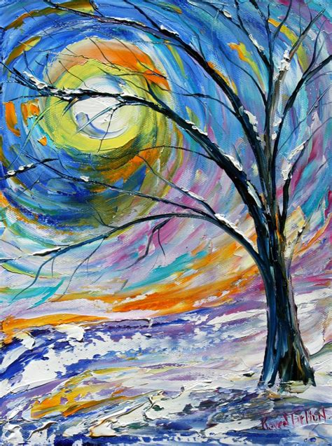 winter tree print  watercolor paper   image   painting  snow  karen