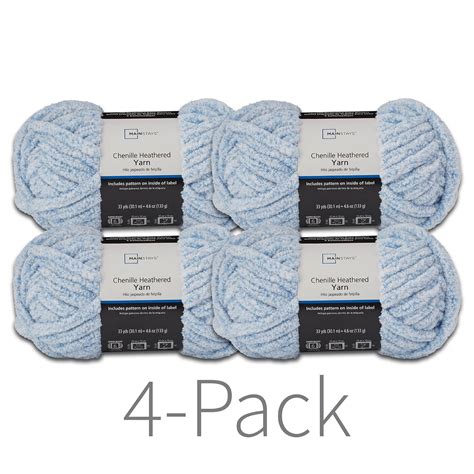 mainstays chenille heathered yarn blue shell  yards pack