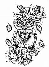 Owl Coloring Pages Drawing Tattoo Cool Drawings Steampunk Owls Outline Adult Tattoos Screech Cute Color Getdrawings Women Back Designs Evil sketch template