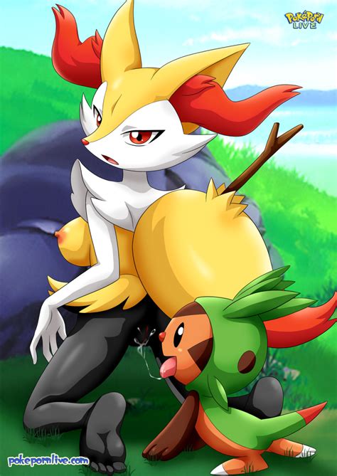xbooru ass barefoot bbmbbf braixen breast chespin looking at viewer nintendo palcomix pokemon