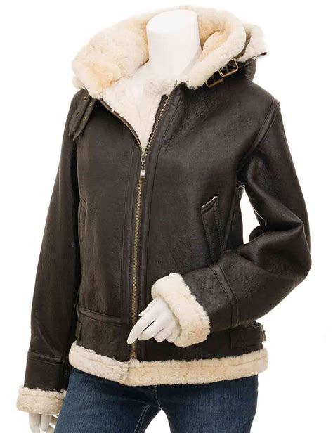Shearling Brown Jacket For Womens Hjackets