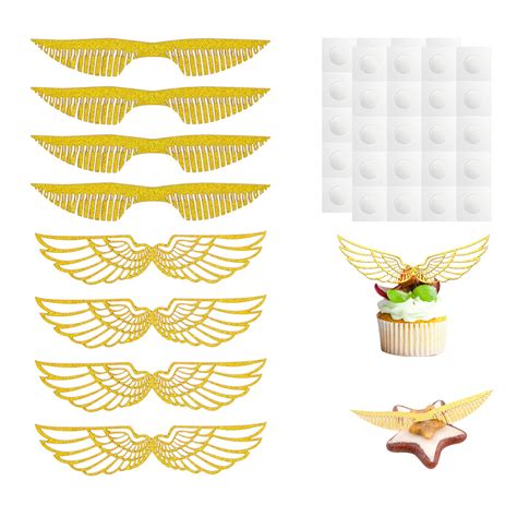 buy kinbom pcs gold snitch wings golden glitter wings cupcake