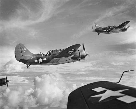 curtiss helldivers midair on a mission over saipan in the