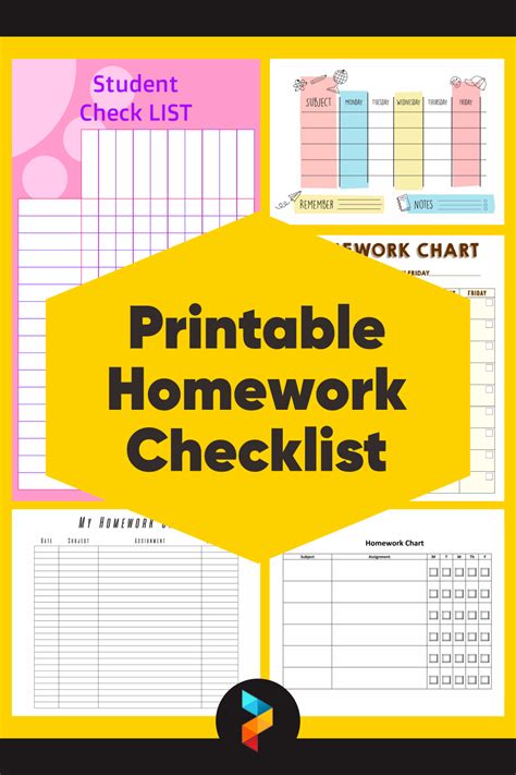 printable homework checklist     printablee