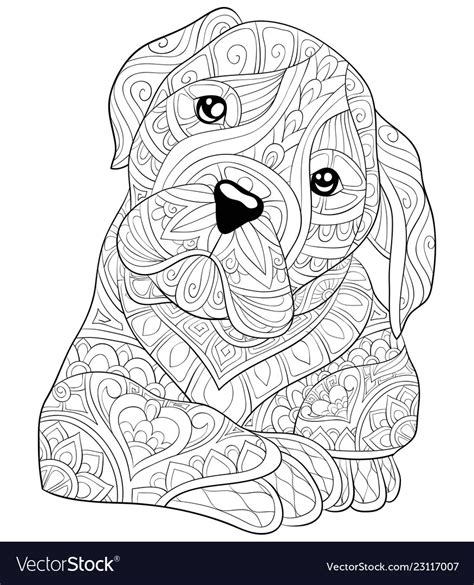 adult coloring bookpage  cute dog image vector image