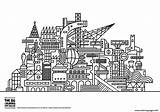 Coloring City Pages Twisted Futuristic Architecture Drawing Printable Adult Adults Streets Book Color Template Info sketch template