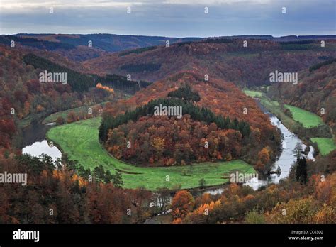 tombeau du geant hill   meander   river semois  botassart  autumn belgian