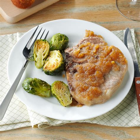 applesauce glazed pork chops recipe taste of home