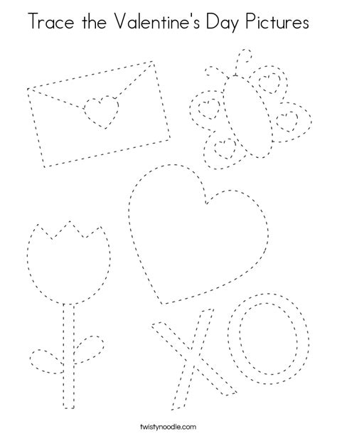 trace  valentines day pictures coloring page twisty noodle