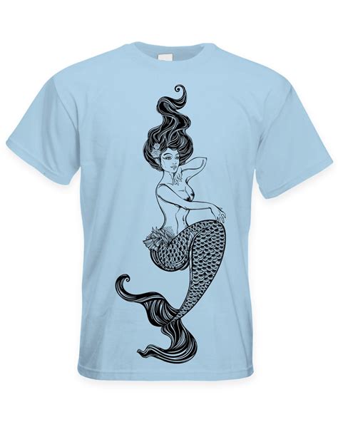 Sexy Mermaid Tattoo Hipster Large Print Mens T Shirt Mermaids Tattoo