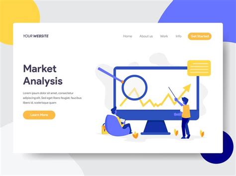 landing page template of market analysis illustration concept flat
