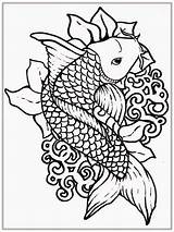 Coloring Koi Pages Japanese sketch template