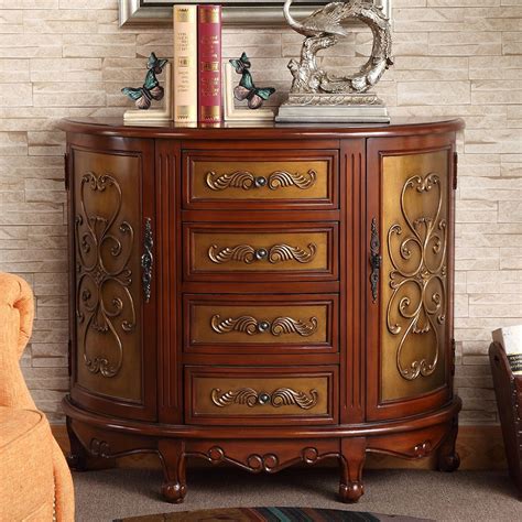 mm walnut entryway cabinet accent cabinet   drawers  doors
