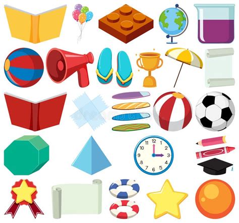 set  isolated objects theme school items stock illustration