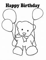 Birthday Coloring Teddy Bear Pages Balloons sketch template