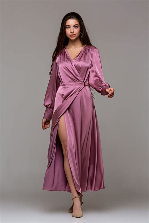 silk wrap dress long sleeve custom made cocktail dress for etsy