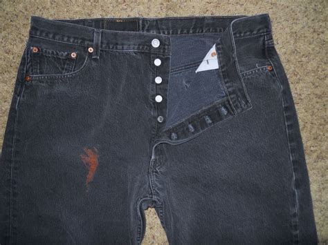 4019 Levis 501 Black Button Fly Jeans Pants Blue Jeans Tag 42 30